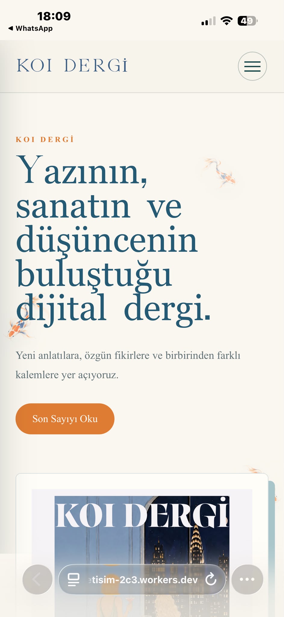 KOI Dergi ana sayfa ekran görüntüsü