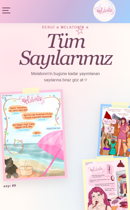 Dergi Melatonin ana sayfa ekran görüntüsü